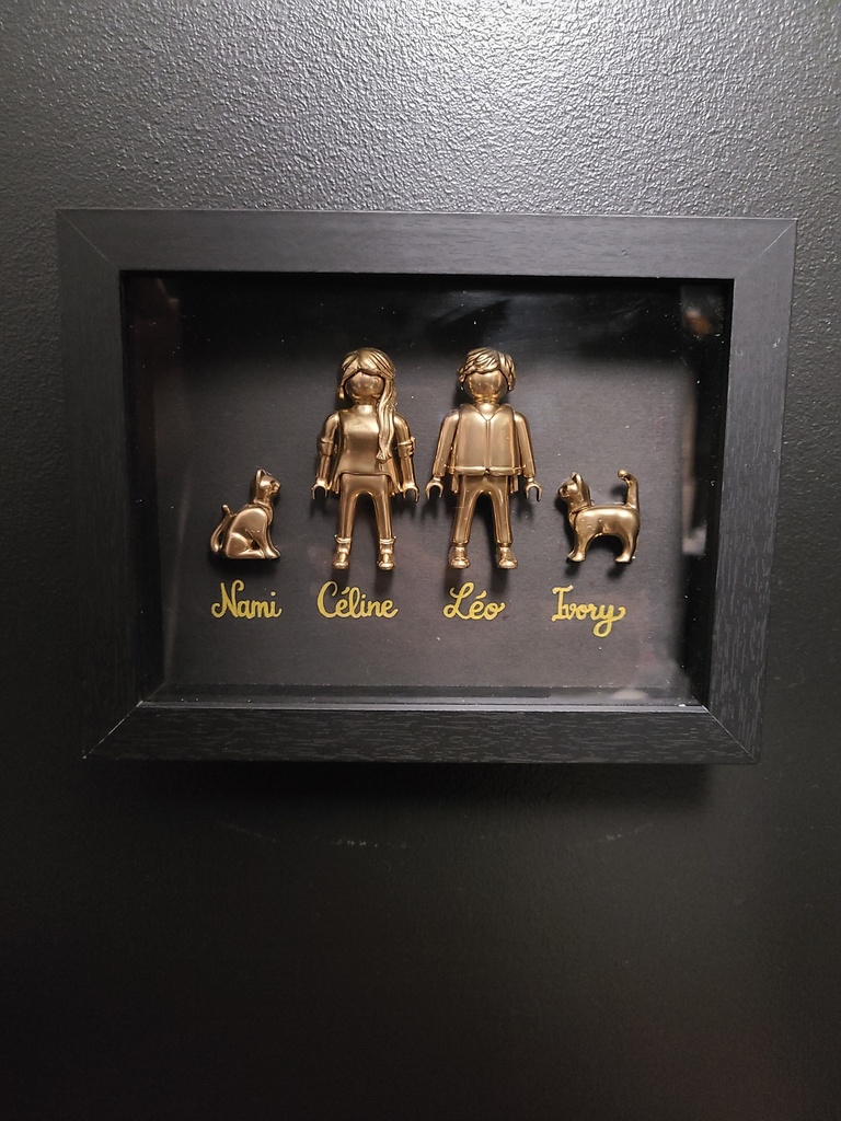 Cadre Playmobil famille doré