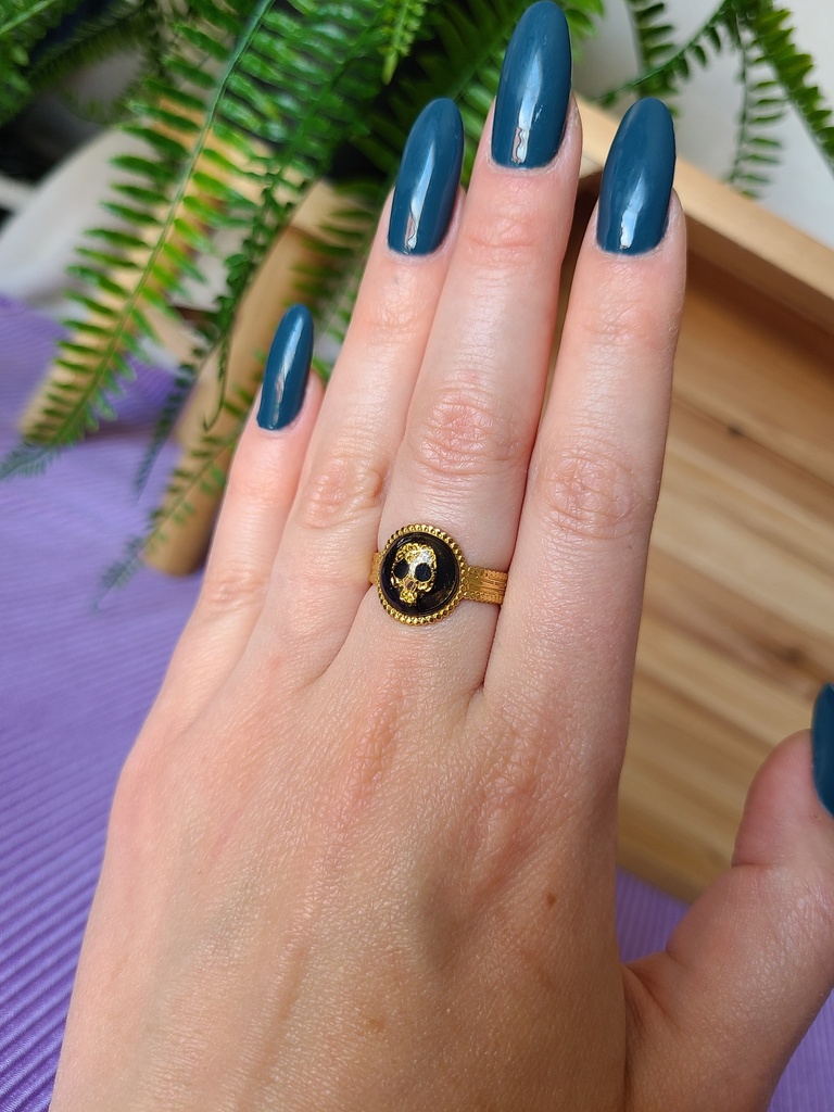 Bague Crâne doré