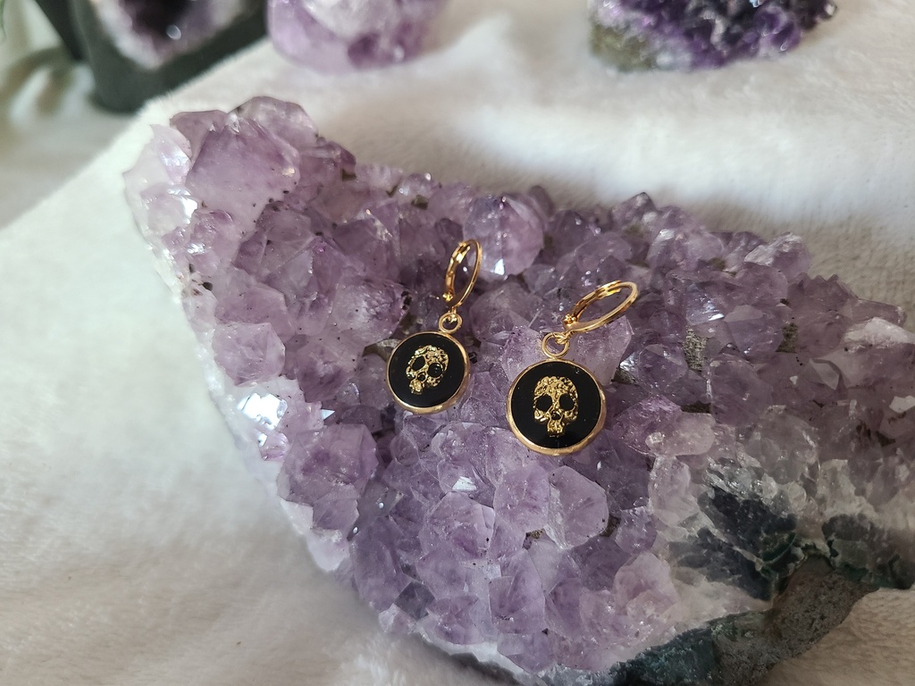 Boucles d'oreilles crânes dorés